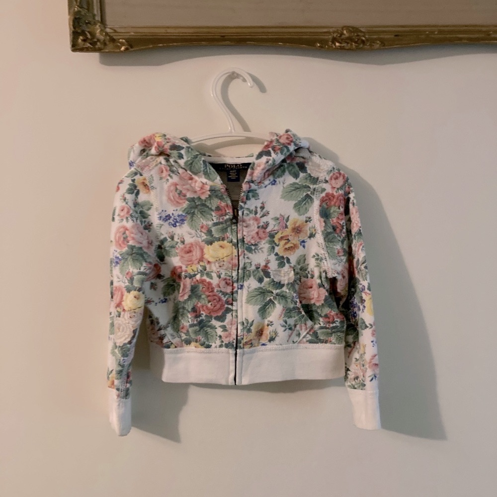Ralph Lauren Polo Toddler Girl’s Floral Zip Up Hoodie Size 2T